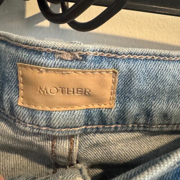 Mother Hustler Ankle Fray Mid-Rise Bootcut Jeans Blue Button Zip Pocket Sz 27 - Picture 8 of 15